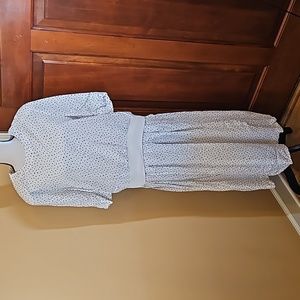 VINTAGE JOSEPHINE SKIRT BLOUSE SKIRT SET 2 PC M BLACK WHITE DOTS